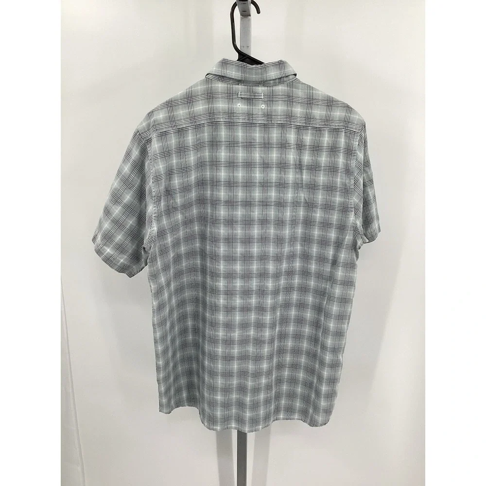 Men's The North Face Short Sleeved Performance Plaid Button Up Gray/black Large‎